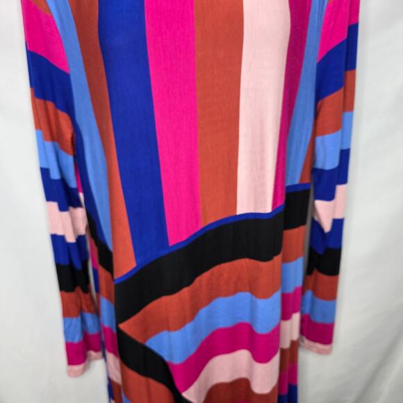 Spense Multi Color Striped Long Sleeve Round Neck A Line Women's Dress Sz XL New - Picture 6 of 14
